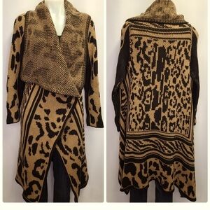 Calvin Klein Sweater Duster Cardigan Zebra Leopard